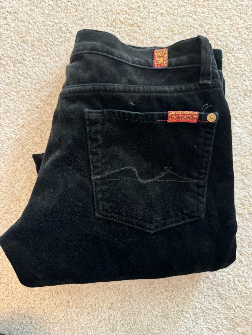 7 for All Mankind Black Velvet Flare Jeans